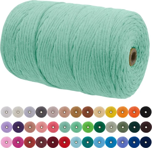 Miniatura 135 de JeogYong Cordón de macramé de un solo hilo 2mm x 164 yardas (492 pies) Cuerda de algodón suave, hilo de macramé 2 mm, suministros de macramé