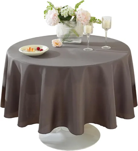 Miniatura 42 de Paquete de 2 Manteles Redondos de 120 Pulgadas de Carbón, Mantel de Poliéster Lavable para Uso en el Hogar, Fiestas, Bodas o Restaurantes.