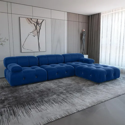 Miniatura 12 de Sofá modular seccional, sofá de terciopelo, asiento medio, beige