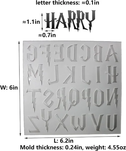 Miniatura 2 de Juego de moldes de silicona de 3 piezas para letras y números en forma de rayos mágicos - Ideal para pasteles de fondant, chocolate, manualidades