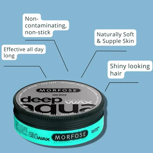 Miniatura 4 de Morfose Deep Aqua - Cera de gel para el cabello con 5 sujeciones flexibles brillantes y fuertes, gestiona los vuelos, trenzas y rizos, peinado