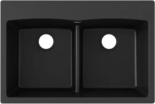 Elkay ELGDLB3322BK0 - Fregadero de cuarzo clásico con doble cuenco con división aguamarina, color negro