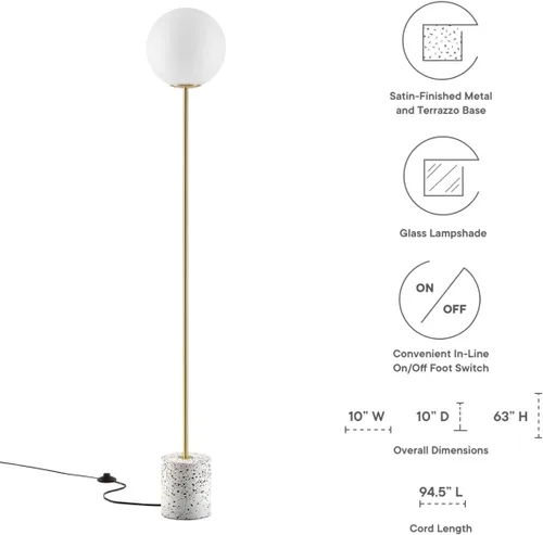 Miniatura 3 de Modway Lámpara de pie Logic Terrazzo en blanco