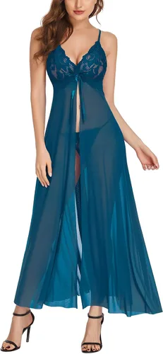 Avidlove Lencería de encaje para mujer, vestido largo con abertura alta, vestido largo para sesión de fotos de maternidad