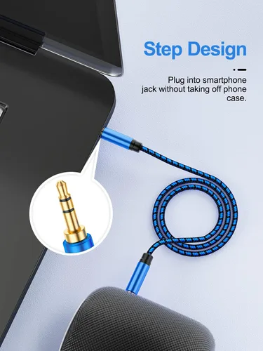 Miniatura 2 de Cable auxiliar de 3 pies – Cable de audio trenzado de nailon de 0.138 in para estéreo de coche, cable auxiliar para auriculares, altavoces