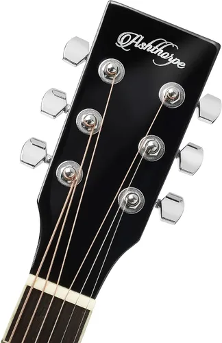 Miniatura 4 de Ashthorpe Paquete de guitarra eléctrica acústica Dreadnought Cutaway de tamaño completo con amplificador de 10 W, color negro