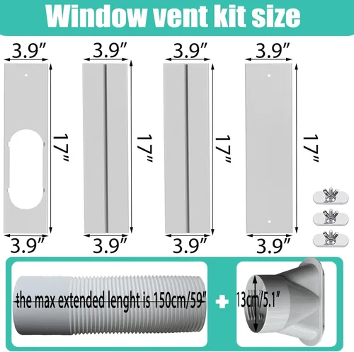 Miniatura 2 de Kit de ventilación de aire acondicionado portátil con manguera de escape de 5.1 pulgadas de diámetro, manguera de escape ajustable de 59 pulgadas