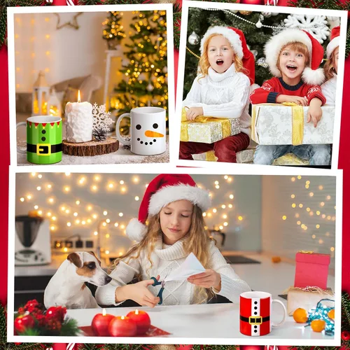 Miniatura 4 de Nitial Juego de 4 tazas de café navideñas de 12 onzas, regalo a granel para mujeres y hombres, decoración para cocina, oficina, hogar