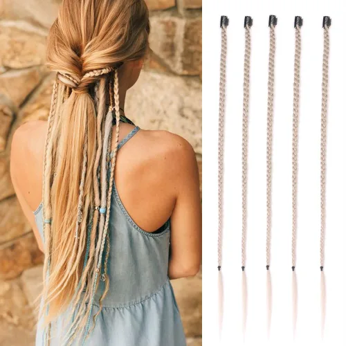 Miniatura 11 de Extensiones de cabello trenzado, 5 piezas de trenzas de bebé con fleco frontal, cabello largo trenzado, cabello natural suave para mujeres, uso