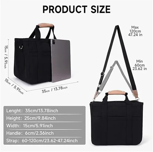 Miniatura 2 de Moonelo Everything - Bolsa de lona con múltiples bolsillos, bolsa de mano con compartimentos, bolsa de mano para mujer