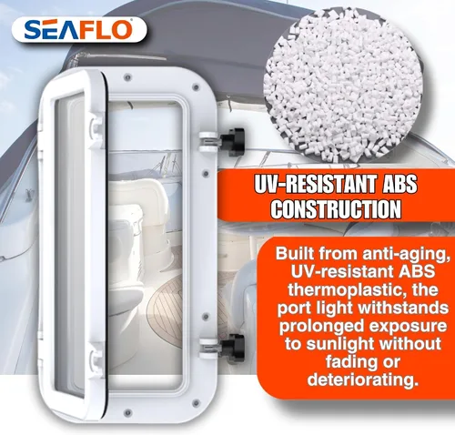 Miniatura 6 de SEAFLO Ventana rectangular para ojo de buey con plástico ABS y vidrio tintado, 16 x 8 pulgadas (blanco)