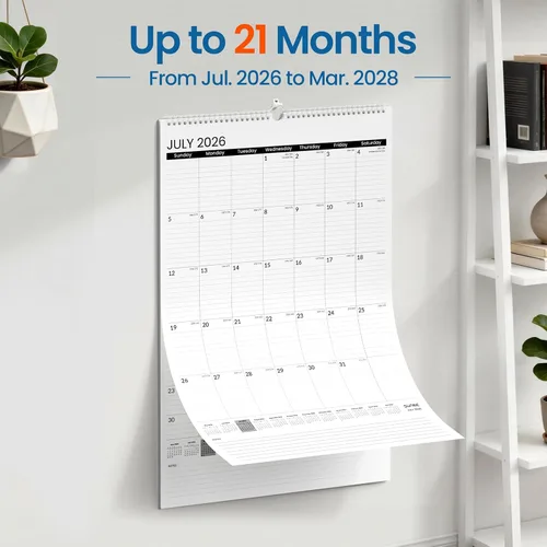 Miniatura 5 de SUNEE Calendario de pared grande 2026-2027, 22.75 x 15.5 pulgadas, calendario de julio de 21 meses (finaliza marzo de 2028), vertical extragrande