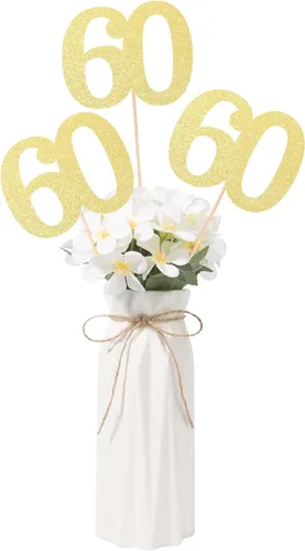 Miniatura 14 de Decoraciones de 50 aniversario NO 50, paquete de 10 centros de mesa de cumpleaños de 50 cumpleaños de doble cara con purpurina dorada para mesas