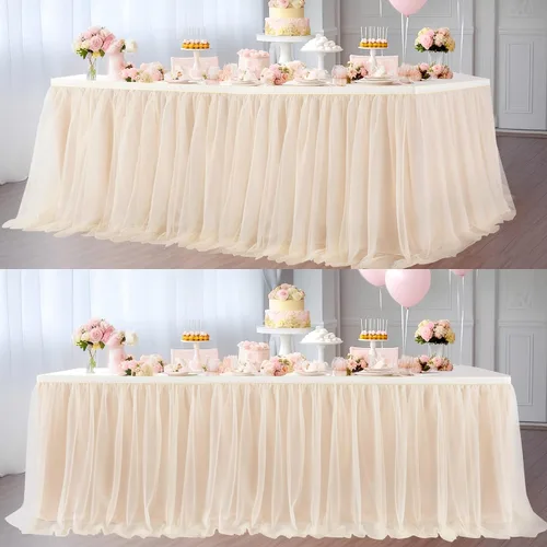 Miniatura 9 de Suppromo - Falda de mesa con tutú de calidad superior, con 3 capas de malla, plisada, de tul, para fiestas, bodas, baby shower, fiestas de Rosa