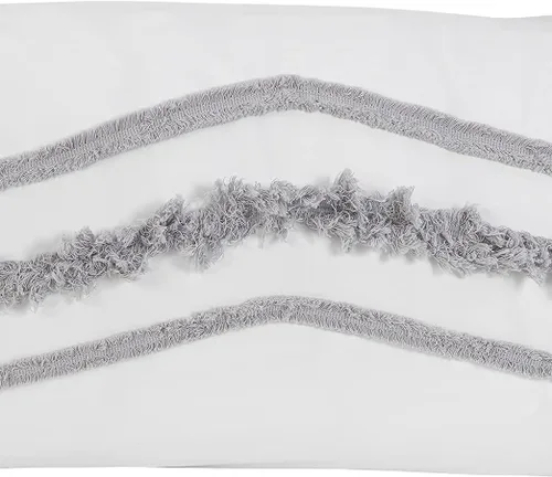 Miniatura 3 de KB & Me Juego de 2 fundas de almohada decorativas de macramé blanco y gris bohemio chic con borlas cuadradas decorativas para sofá, con textura