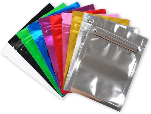 Miniatura 7 de 100 piezas Premium a prueba de olores, doble cara de Mylar de color plano sellable por calor, bolsa de embalaje de muestras 3 x 4 pulgadas