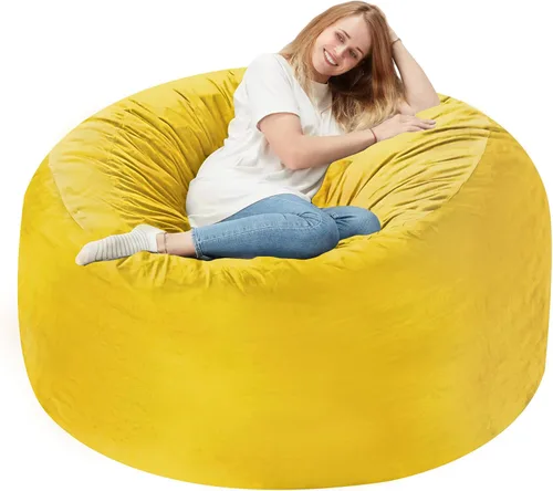 Homguava - Sillón puff de 3 pies Sillón estilo puff grande de 3 pulgadas con relleno de espuma viscoelástica, sofá suave con funda de terciopelo