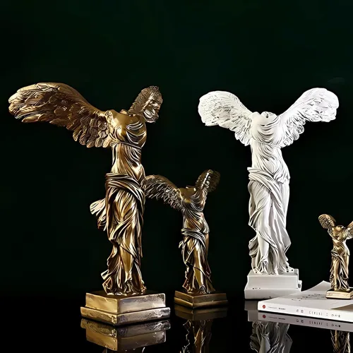 Miniatura 4 de YUEOECOR Estatua de victoria con alas griegas de 9 pulgadas, figura clásica de la diosa romana de la fuerza y la victoria para decoración del hogar