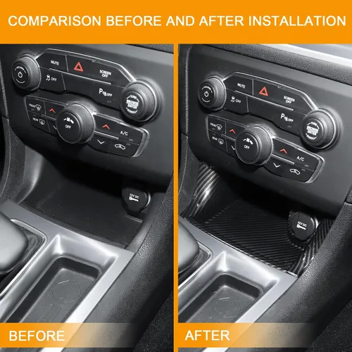 Miniatura 4 de JeCar Accesorios interiores Consola central Cambio de marchas frontal Panel de almacenamiento para Dodge Charger 2011-2020, fibra de carbono, 4
