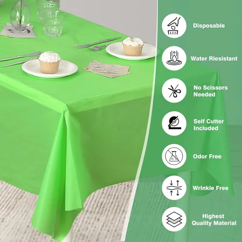 Miniatura 212 de Rollo de plástico para cubierta de mesa color verde manzana, 40 pulgadas x 100 pies, rollo de plástico resistente para cubierta de mesa de banquetes