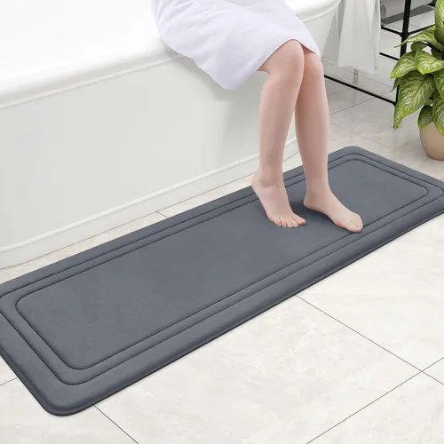 Miniatura 61 de Grandaily Alfombra de baño de espuma viscoelástica de 24 x 16 pulgadas, ultrasuave, antideslizante y absorbente, lavable a máquina, cómoda alfombra