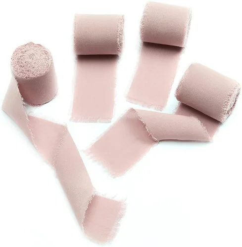Miniatura 7 de 4 rollos de cinta de seda hecha a mano con flecos de 1.5 pulgadas x 5 yardas (4 rollos de 20 yardas) para invitaciones de boda, ramos de novia