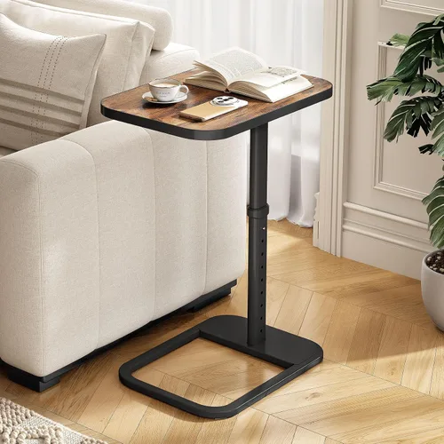 Miniatura 12 de Kitstorack Mesa de bandeja de TV mejorada con bloqueo de panel, altura ajustable y diseño abatible de 90°, mesa lateral auxiliar para brazo de sofá
