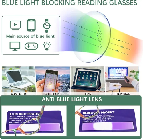 Miniatura 3 de Lentes de lectura para mujer, estampado de patrón con bloqueo de luz azul, elegantes lentes para lectura de computadora