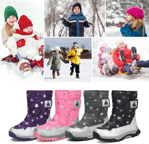 Miniatura 7 de Mishansha - Botas de nieve para niñas, niños niños pequeños niños grandes invierno, cálidas, impermeables, antideslizantes, anti colisión, corte
