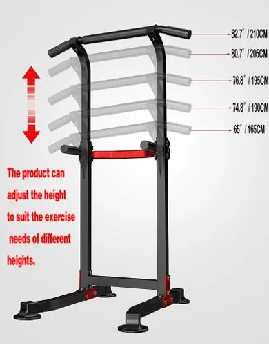 Miniatura 2 de Torre de Potencia con Estación de Fondo y Barra de Dominadas - Equipo de Gimnasio para el Hogar Multiusos con Altura Ajustable y Almohadillas Negro