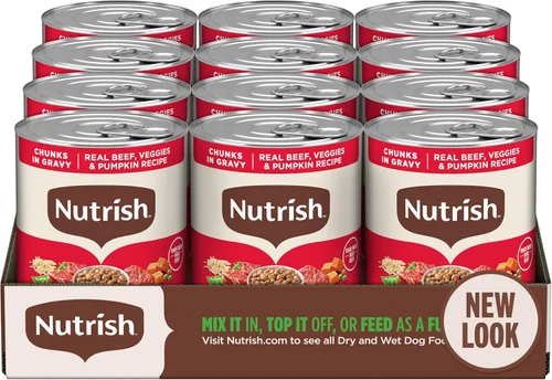 Miniatura 13 de Nutrish Rachael Ray Comida Húmeda para Perros Trozos en Salsa Receta de Pollo Real y Verduras, Lata de 13 oz., Paquete de 12
