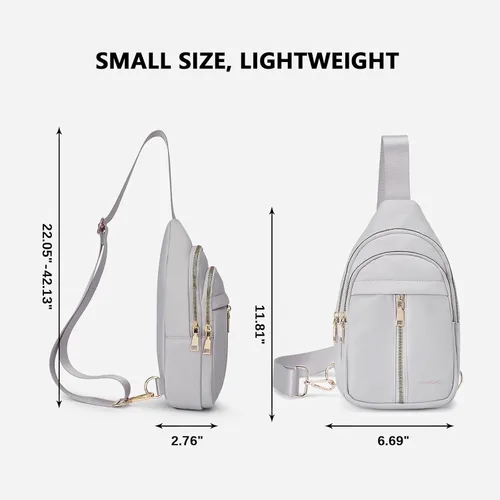 Miniatura 3 de WESTBRONCO Riñonera pequeña de nailon para mujer, ligera, de gran capacidad, Gris claro