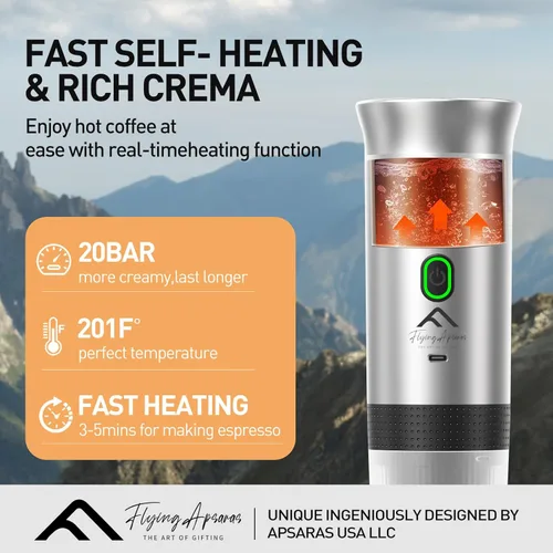 Miniatura 4 de APSARAS USA Cafetera Portátil de Café, Cafetera de Espresso Portátil, Mini Máquina de Espresso de 20 bar, Cafetera Eléctrica de Espresso 3 en 1