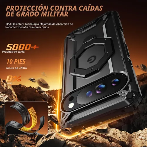 Miniatura 6 de TONGATE Funda para Pixel 10 Pro XL con soporte magnético giratorio de 360°, compatible con MagSafe, protector de pantalla de privacidad, funda