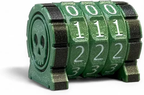 Miniatura 8 de Life Counter Health Tracker para juegos de mesa, TTRPG y juegos de cartas con símbolo de calavera, compatible con MTG, 2 ruedas azules con números