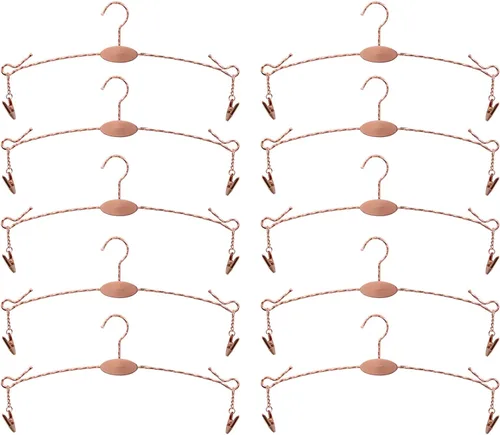 Miniatura 5 de Perchero de metal para ropa interior, perchas duraderas para ropa interior con clips, para exhibición de tienda de lencería, 10 piezas