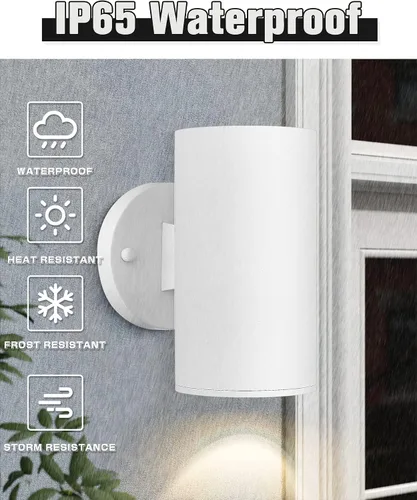 Miniatura 2 de Ken & Ricky Lámpara de pared para exteriores, aplique de pared exterior, accesorios de pared blanca exterior con cubierta de vidrio templado