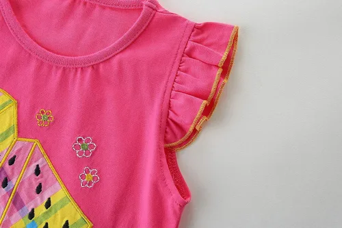 Miniatura 5 de Conjunto de ropa de verano para niña, 100% algodón, camisa y pantalones cortos, con apliques de dibujos animados