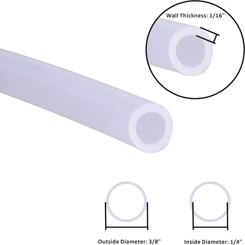 Miniatura 3 de Tubo de silicona – 1/4" ID 3/8" OD grado alimenticio flexible grueso para transferencia de bomba casera 9.8 ft