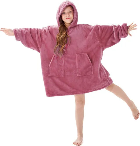 Miniatura 13 de Aemicion - Manta con capucha tipo sudadera tamaño grande, vellón Sherpa con mangas y bolsillo, unisex para adultos, ideal para hogar, oficina