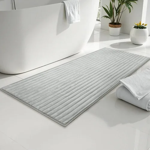 Miniatura 7 de Uphome Alfombras de baño de lujo a rayas de 47 x 20 pulgadas, alfombras de baño de microfibra extra suave y absorbente, respaldo de goma, secado