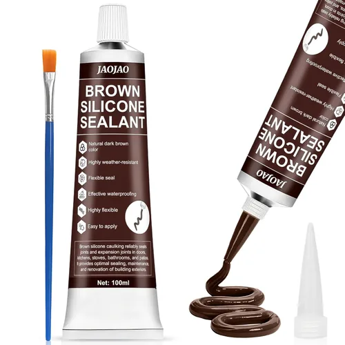 JAOJAO Masilla de Silicona Marrón, Adhesivo Resistente al Agua Marrón Sellado Perfecto para Uso Interior y Exterior Protección Confiable y Efectiva