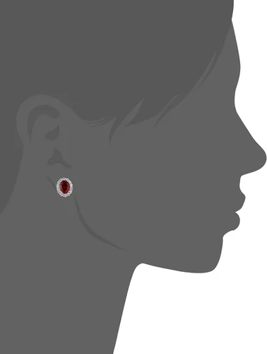 Miniatura 4 de Amazon Essentials Aretes ovalados de plata de ley con halo de zafiro blanco, (anteriormente colección Amazon)