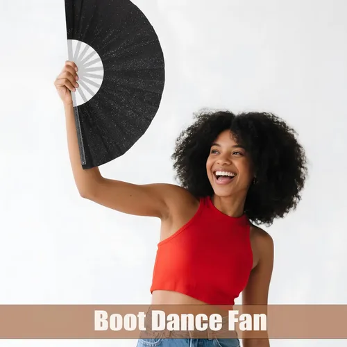Miniatura 3 de 10 ventiladores plegables grandes de mano para hombres y mujeres, abanicos decorativos plegables, accesorios rave, utilizado para bailes, fiestas