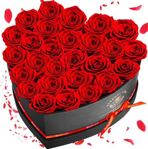 Miniatura 16 de Impouo 16 rosas preservadas en una caja con forma de corazón, flores preservadas, regalos para mujeres, día de la madre, día de San Valentín o día