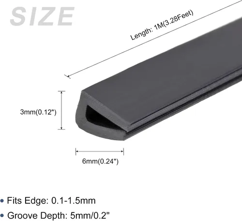 Miniatura 2 de METALLIXITY Moldes de borde (3.28 pies), 1 unidad, canal U de silicona para tira de sellado de borde de 0.004-0.059 in, para ventanas de puertas