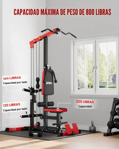 Miniatura 6 de LS01 Máquina de tracción LAT, máquina de cable para remo LAT con abdominales, torre LAT con accesorios de remo con cable, estaciones de polea 3 en 1