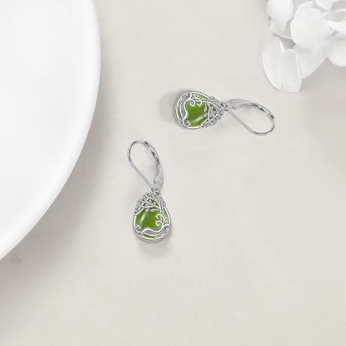 Miniatura 117 de Aretes colgantes con forma de lágrima de filigrana de piedra lunar de plata de ley 925 con cierre de palanca para mujer, regalos de joyería
