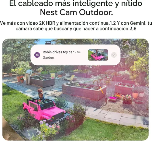 Miniatura 3 de Google Nest Cam Outdoor (cableada, 2.ª generación) - Cámara de seguridad con video 2K y Géminis, visión nocturna, audio bidireccional - Funciona
