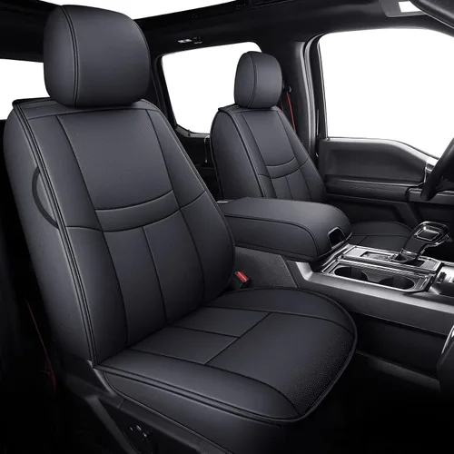 Miniatura 7 de TOMIC Juego completo de fundas de asiento de coche con funda de cojín automotriz de cuero impermeable para camioneta Fit para Ford F150 Carhartt